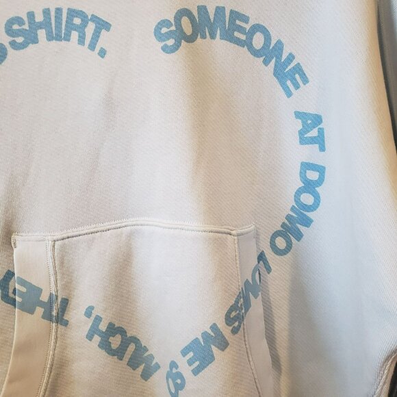 Le Pere Blue Heart Domo Hooded Sweatshirt Drawstring Hoodie Mens XS - Picture 7 of 10